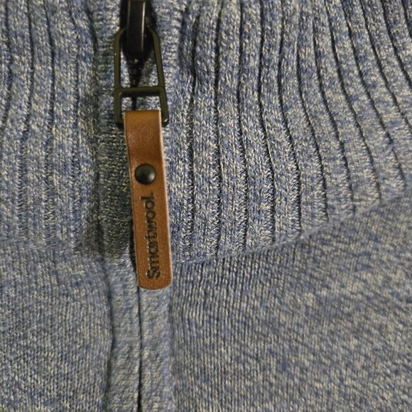 Smartwool 1/2 Zip Base Layer Sweater Blue Heather Wool Blend Size L - Picture 4 of 7